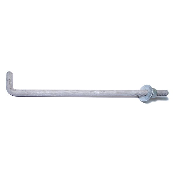 Midwest Fastener L-Hook, 5/8"-11, 16" L, Steel Hot Dipped Galvanized, 10 PK 09414